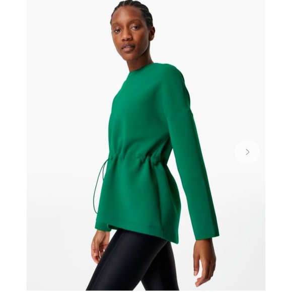 Sweaty Betty Emerald Green Scuba Fabric Drawstring Waist Sweatshirt XS - Picture 4 of 11